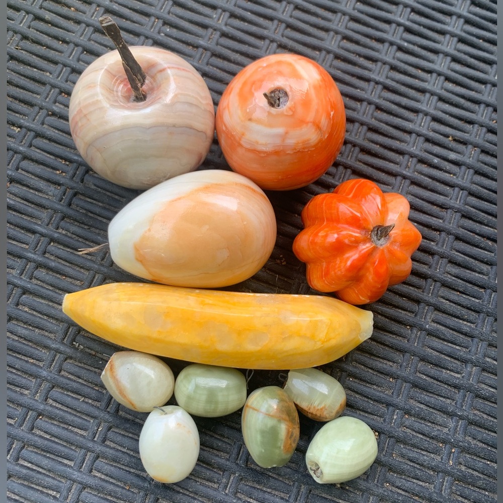 Colorful Stone Fruit and Vegetable Decor Set